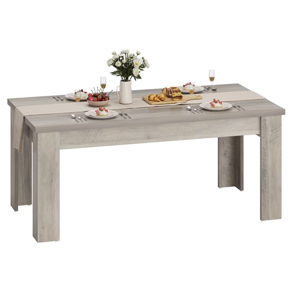 Kicctian 63" Rectangular Dining Table for 4-6 with 1.18" Thick Wooden Top and Reinforced 4.53" Legs, Heavy Duty Kitchen & Dining Table for Modern Small Spaces, Grey