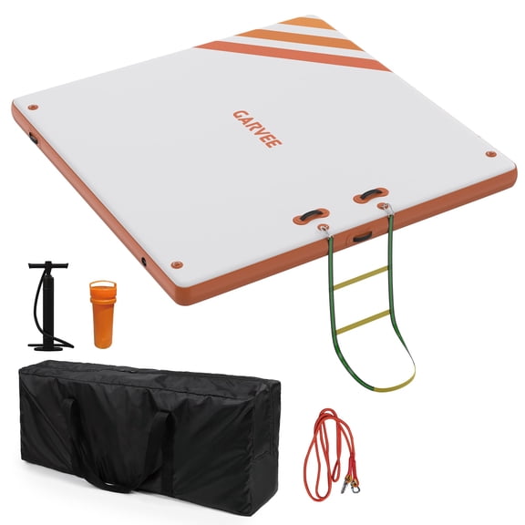 Kicctian 6FT Rectangle Inflatable Floating Dock for Adults, Heavy Duty Floating Island with Pump, for Lake, Ocean & Pool