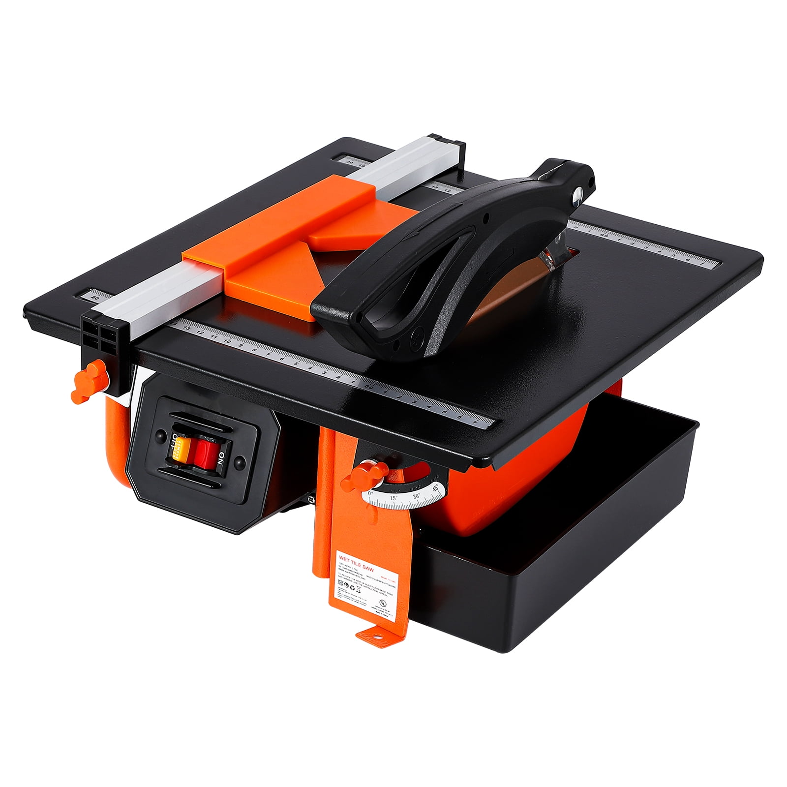 Kicctian 7-inch Wet Tile Saw, 3450 RPM Induction Motor, 0-45° Miter Angle for Cutting Tiles & Stones, Steel Frame Box
