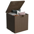 thumbnail image 1 of Kicctian 80 Gallon Outdoor Storage Box, Lockable Deck Box with Square Black Rattan Design, UV Resistant Secure Storage for Patio Cushions & Tools, for Patio, Porch or Pool, Brown, 1 of 8