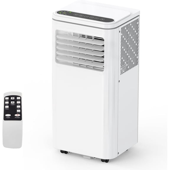 Kicctian 8000 BTU Portable Air Conditioner, 4-in-1 Mobile AC Unit with Dehumidifier, Fan, Sleep Mode & Timer, Remote Control, Easy Installation, Covers Rooms 350-450 Sq.Ft for Bedroom, Office