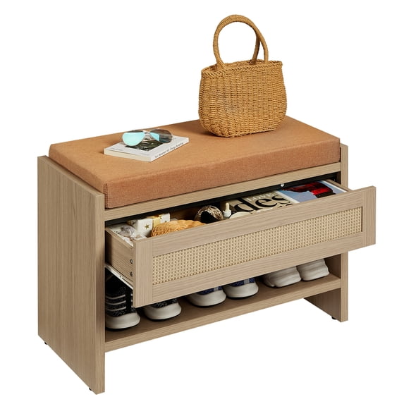 Kicctian Entryway Shoe Bench with Storage Drawer, Wooden Organizer with ...