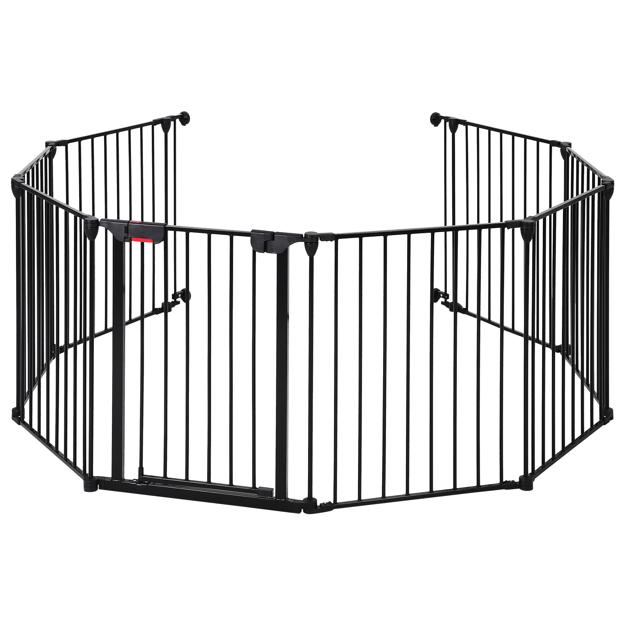 Kicctian Freestanding Metal Baby & Pet Safety Gate – 29" Tall 8-Panel Collapsible Playpen Barrier, Walk-Through Door, Adjustable & Sturdy, Indoor/Outdoor, Black, 8 Panels