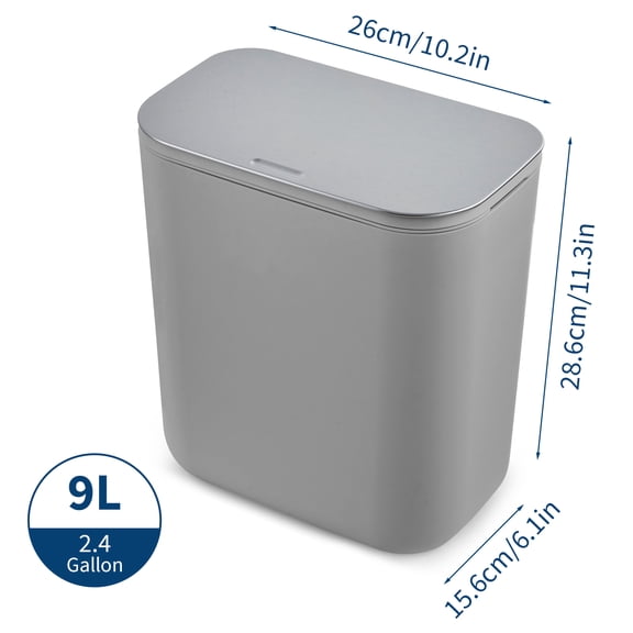 Kicctian Hanging Kitchen Trash Can, 1.8 Gallon Compost Bin with Stainless Steel Removable Lid, Compact Food Waste Container,Grey