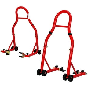 Kicctian Heavy-Duty 900 lbs Motorcycle Stand Set Adjustable Front & Rear Wheel Paddock Lift with U & L Spool Adapters, Suitable for Most Motorcycles Maintenance & Cleaning, Red