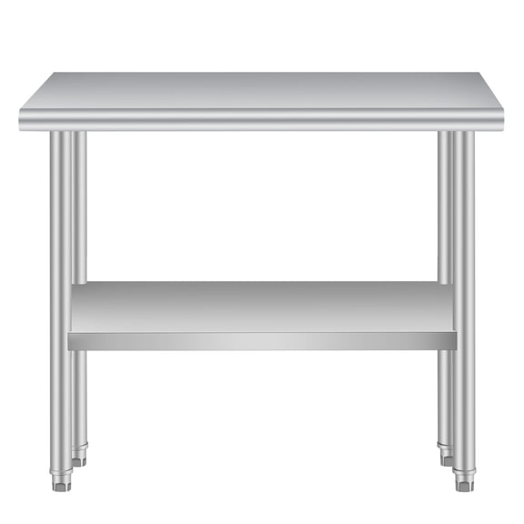 Kicctian Heavy Duty Stainless Steel Outdoor Kitchen Prep Table – Adjustable Undershelf, Rounded Corners, Rust Resistant, for BBQ, Restaurant, Garage – 24x48 INCH
