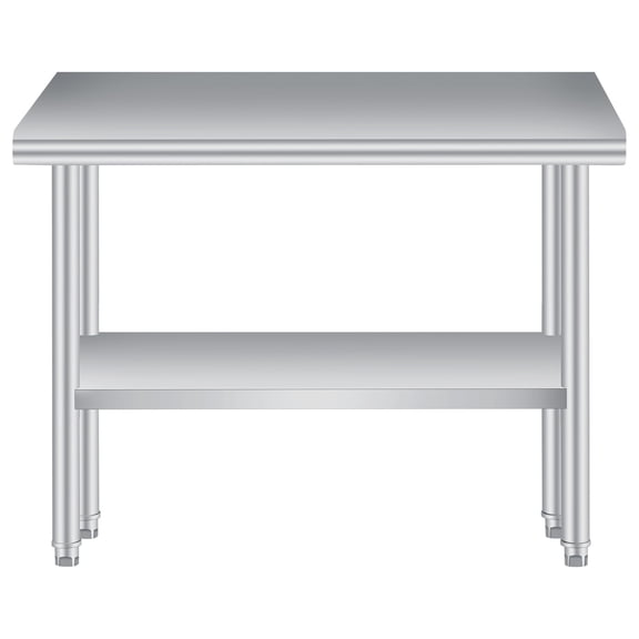 Kicctian Heavy Duty Stainless Steel Outdoor Kitchen Prep Table – Adjustable Undershelf, Rounded Corners, Rust Resistant, for BBQ, Restaurant, Garage – 30x60 INCH