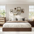 thumbnail image 1 of Kicctian King Size Wood Platform Bed Frame with Sturdy Wood Slat Support, No Box Spring Needed, Headboard-Free, Easy Assembly for Bedroom,Walnut color, 1 of 7