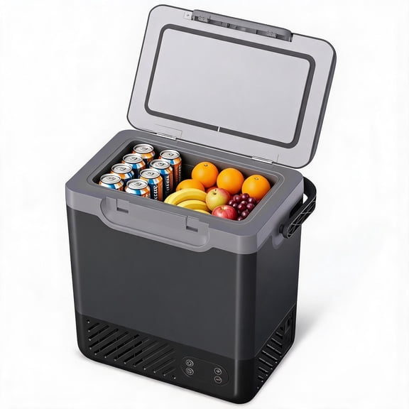Kicctian Portable Refrigerator – 13QT Car Fridge Freezer with Compressor, 12/24V DC & 110-240V AC, -4°F to 68°F for RV, Truck, Camping,Dark gray