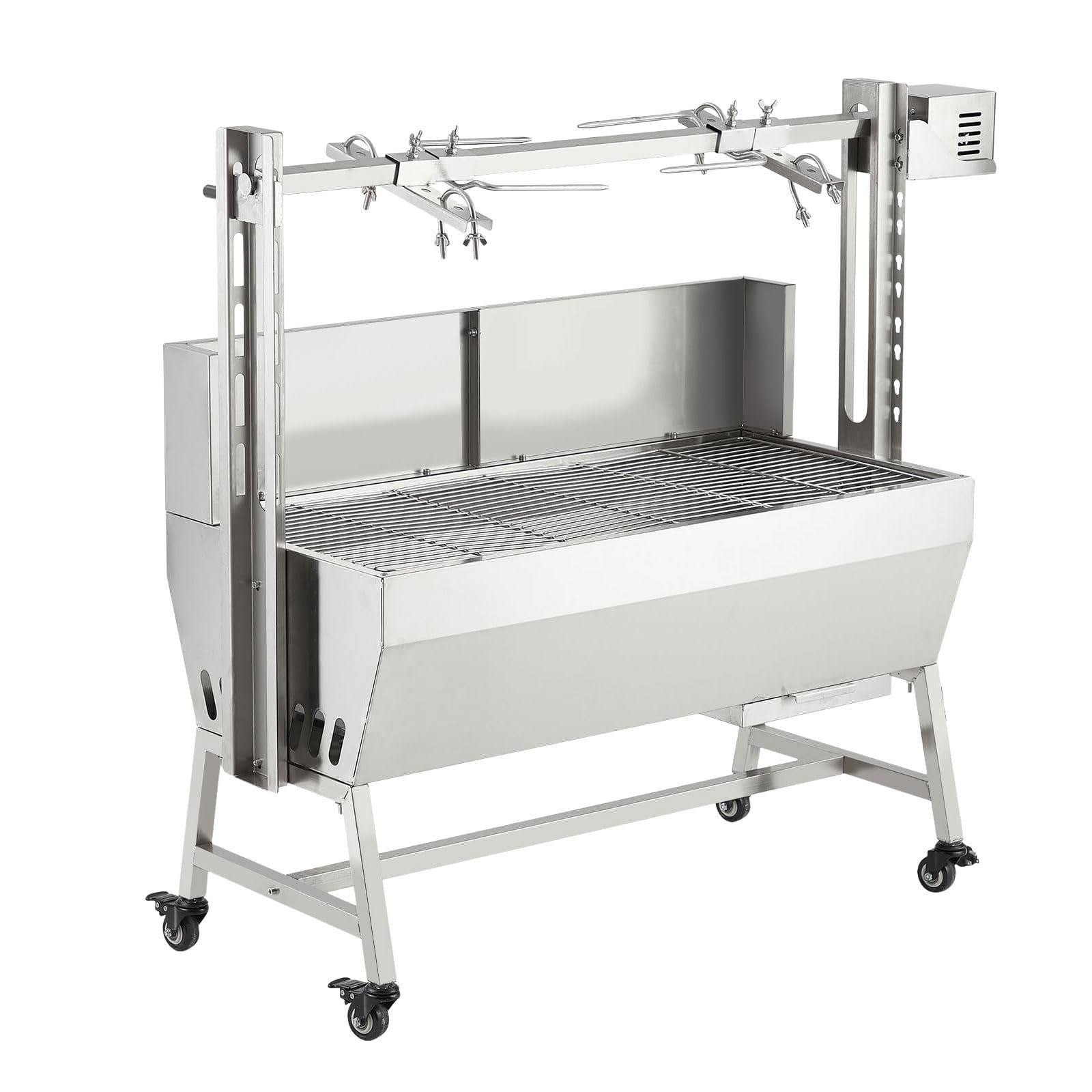 Kicctian Stainless Steel Electric Rotisserie Charcoal Grill – 60kg/132lb Capacity, 50W Motor, Baffle & Fire Pit, Outdoor Roaster for Whole Pig, Lamb, Turkey, Perfect for BBQ & Camping