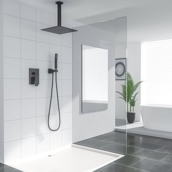 Kichae 10" Dual Shower Head with Shower Hose and Handheld Shower, Oil Rubbed Bronze Rainfall Shower System
