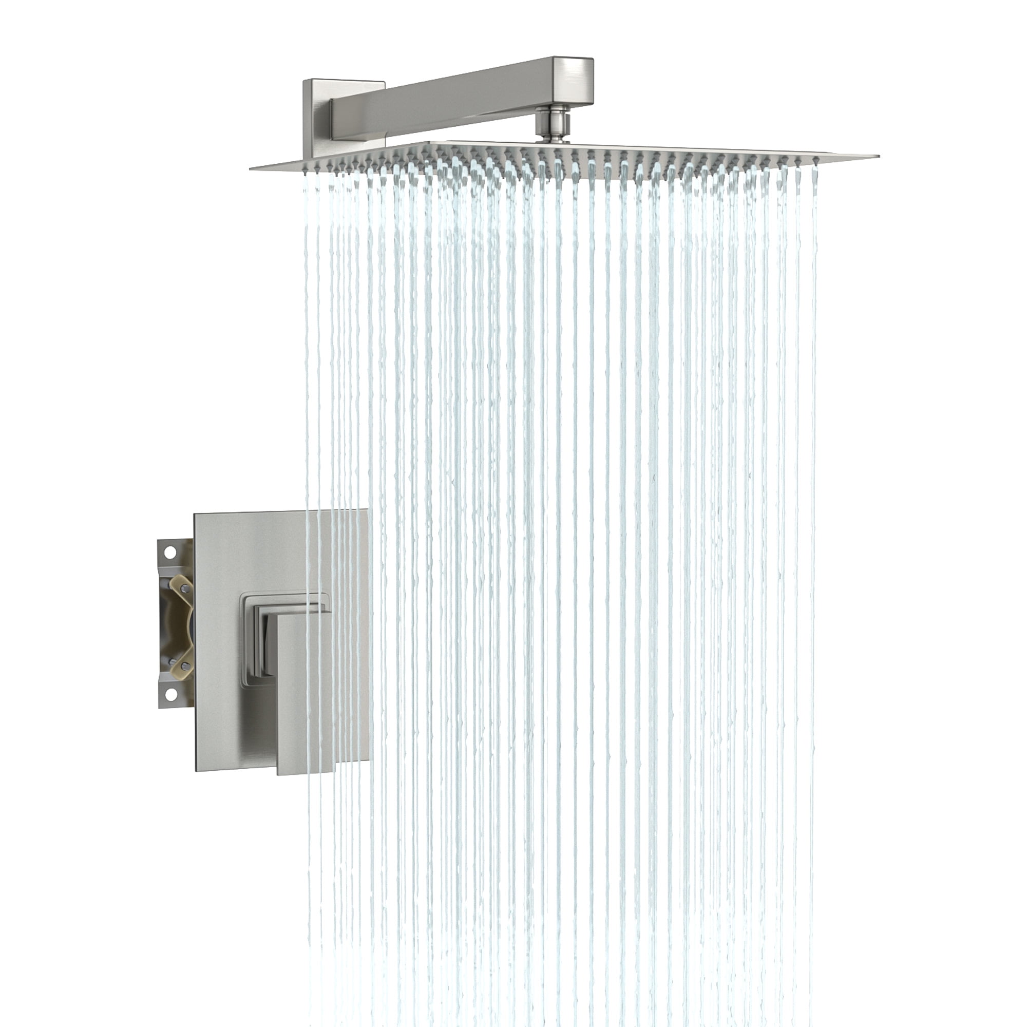 Kichae 10 inch Rain Shower Head with Shower Arm Wall-Mount Pressure Balance Valve Shower Set