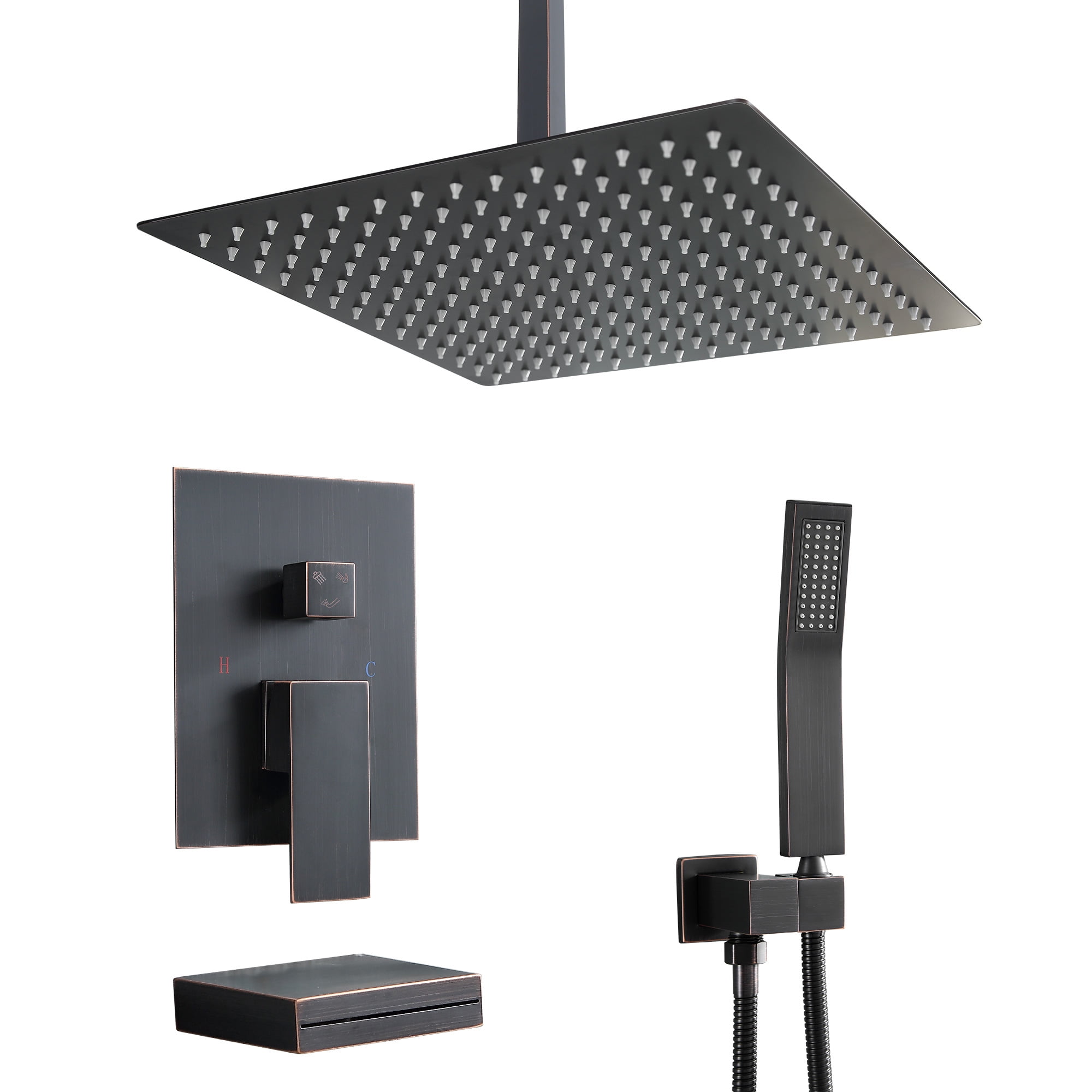 Kichae 12'' Ceiling Mount Shower Head Oil Rubbed Bronze Showerhead with