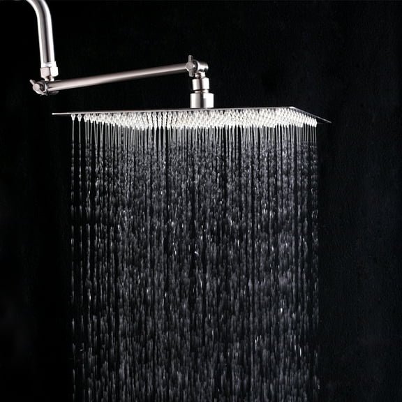 Kichae 12"High Pressure Rain Shower Head with 11"Shower Arm Adjustable for Bathroom