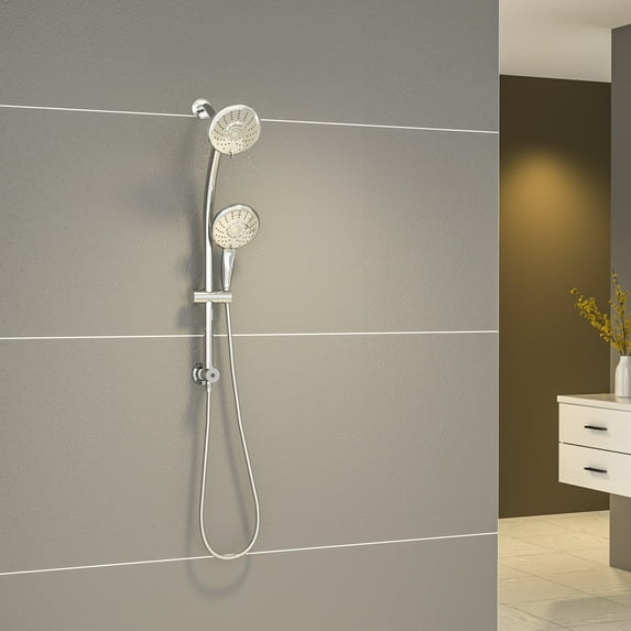 Kichae 5 inch Double Shower Head 5-Setting Handheld Shower Head for Hotel Spa Bathroom Shower Combo