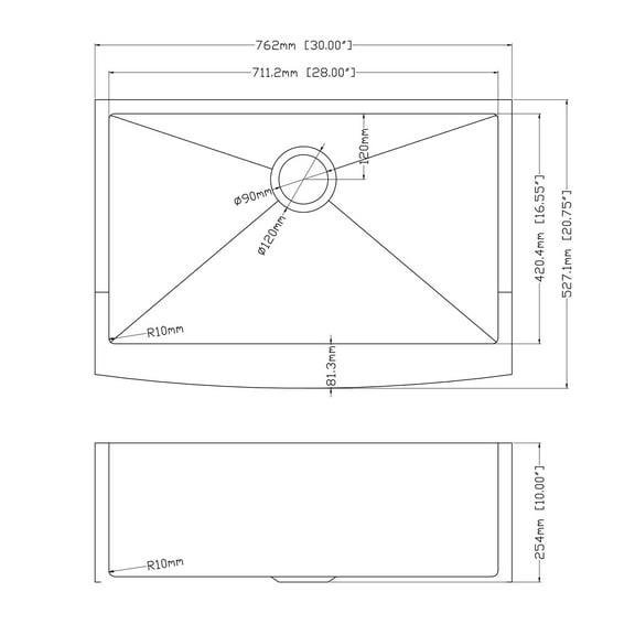 Kichae Apron Front Farmhouse Sink Single Bowl 18 Gauge Stainless Steel Kitchen Sink 30x20
