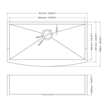 Kichae   Apron Front Farmhouse Sink Single Bowl 18 Gauge Stainless Steel Kitchen Sink 36x20