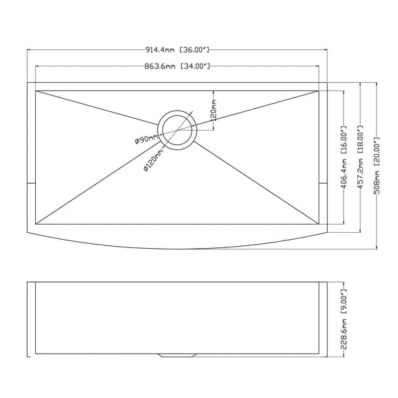 Kichae   Apron Front Farmhouse Sink Single Bowl 18 Gauge Stainless Steel Kitchen Sink 36x20