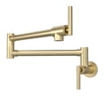 thumbnail image 1 of Kichae Brass Kitchen Faucet，Gold Folding Stretchable Double Joint Swing Arm Pot Filler Faucet with Single Hole 2 Handles, 1 of 8
