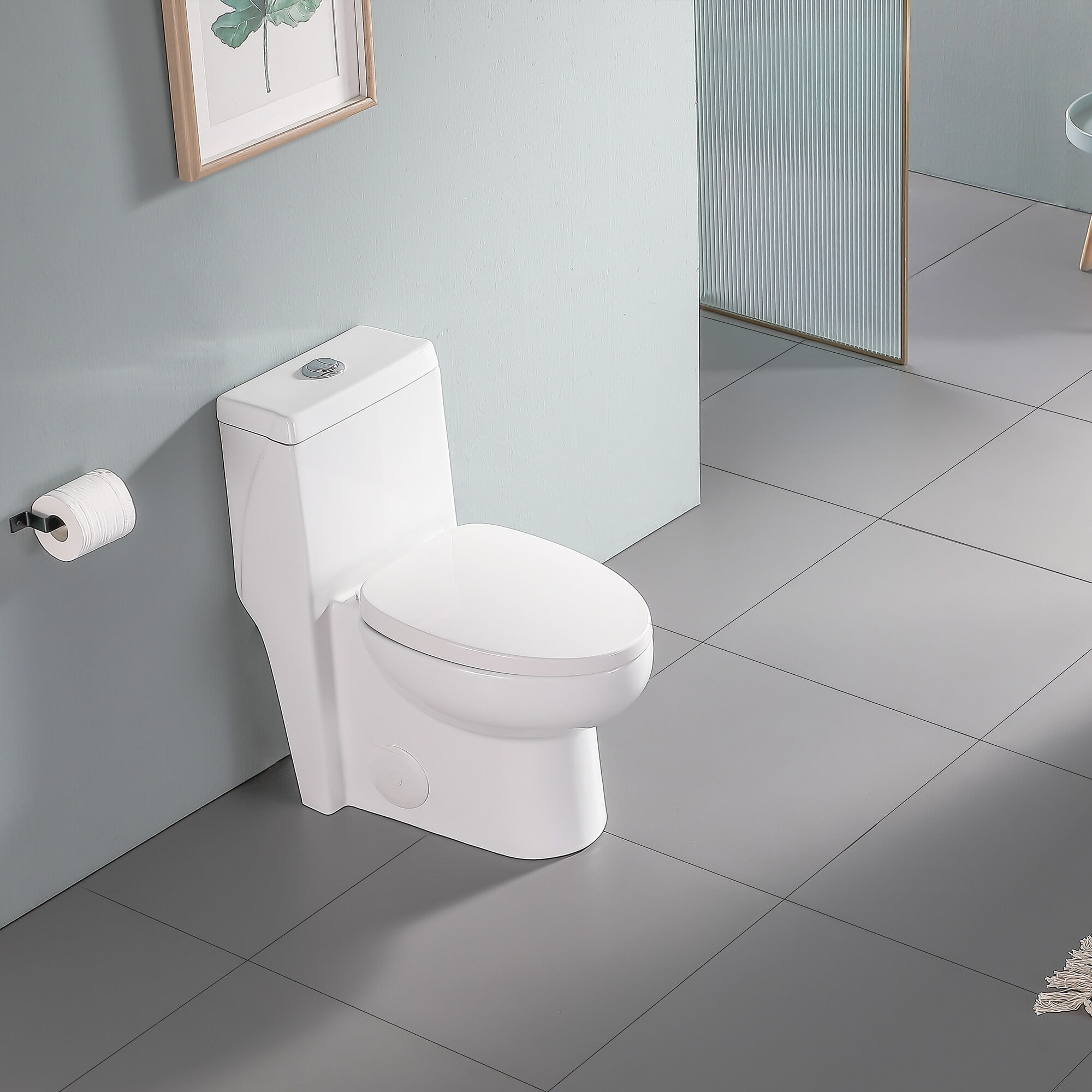 Kichae Dual-Flush Elongated One-piece Toilet with Comfort Seat Height ...