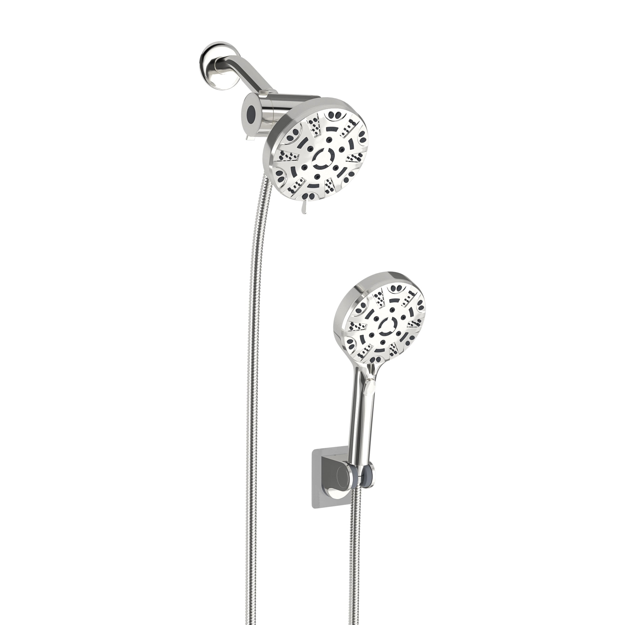Kichae Shower Head and Handheld Combo with Shower Hose and Shower Arm in Chrome,8Mode