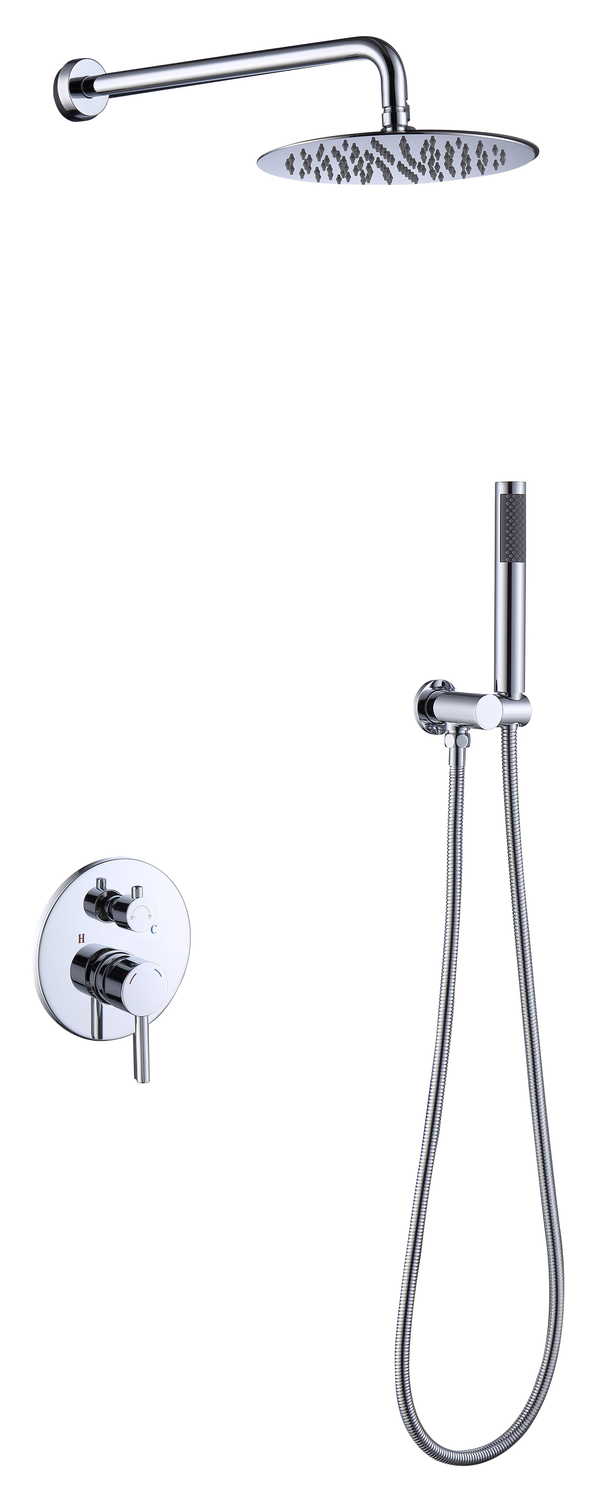 Kichae Wall Mounted Shower System and Faucet Combo，10" Rainfall Shower