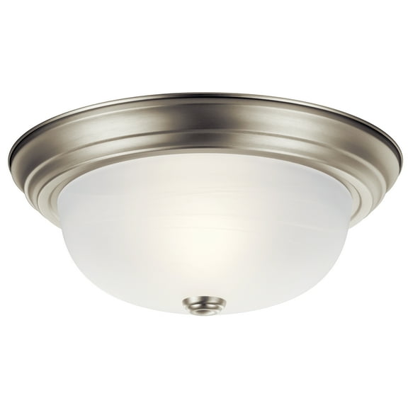 Kichler 13.25" Round 2 Light Brushed Nickel Flush Mount Light with Alabaster Swirl Glass