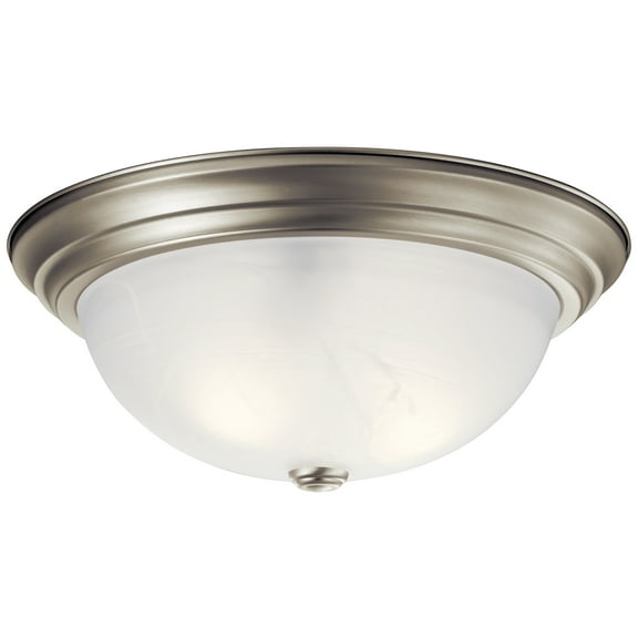 Kichler 15.25" Round 3 Light Brushed Nickel Flush Mount Light with Alabaster Swirl Glass