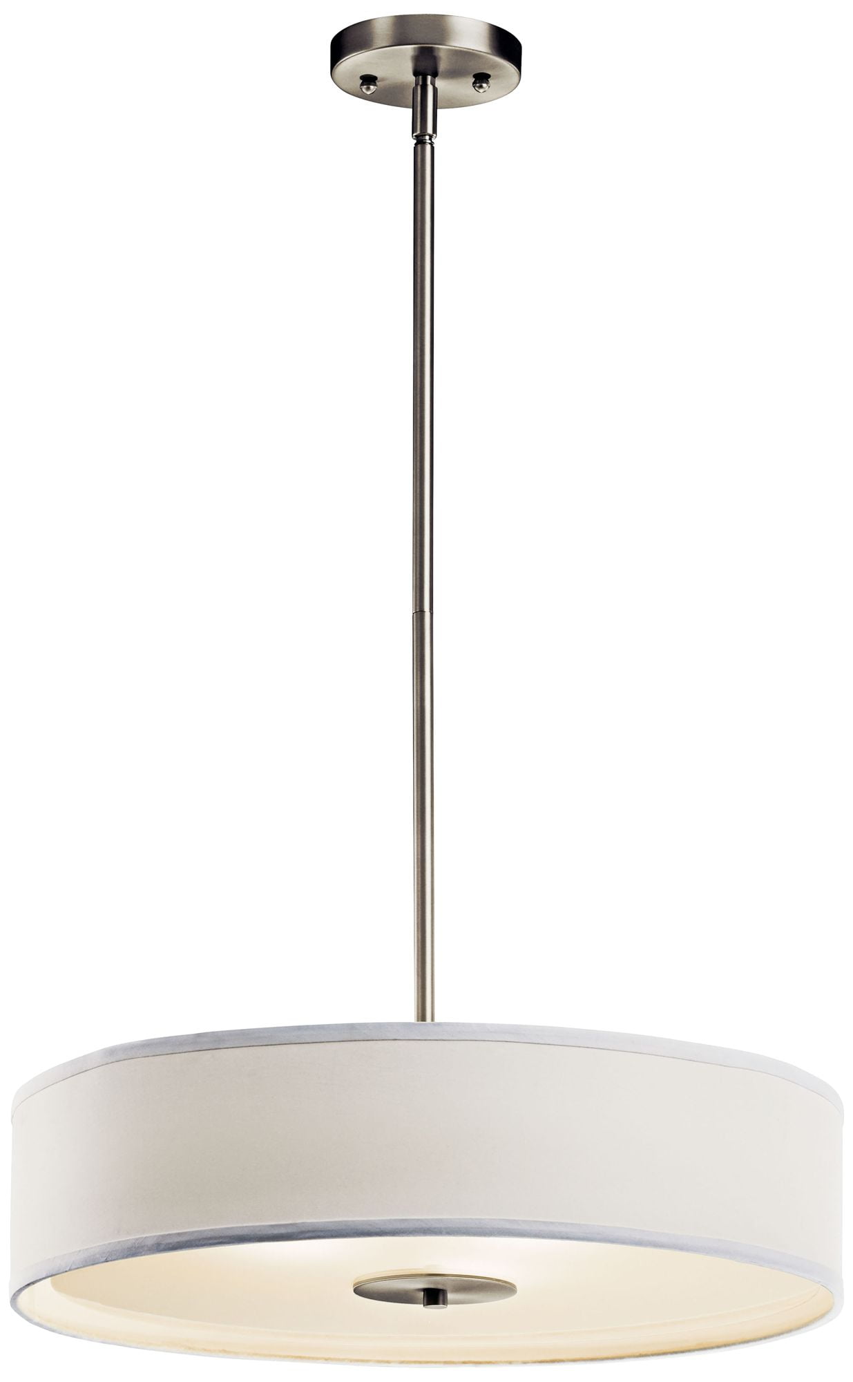 Transitional 20" Black and White Drum Pendant with Nickel Finish