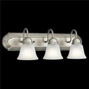 Kichler 24" 3 Light Brushed Nickel Vanity Light with Satin Etched Glass Shades