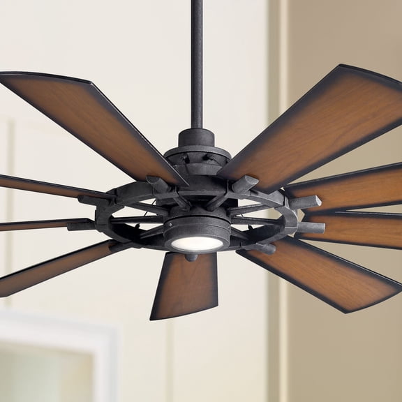 65" Kichler Gentry Distressed Black LED Ceiling Fan