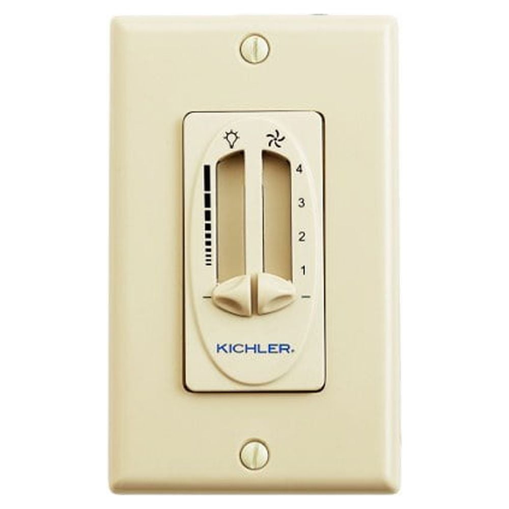 Ivory Dual Slider Fan Light Dimmer with 4-Speed Control