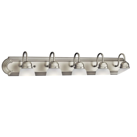 Kichler 36" 5 Light Brushed Nickel Vanity Light with Satin Etched Glass Shades