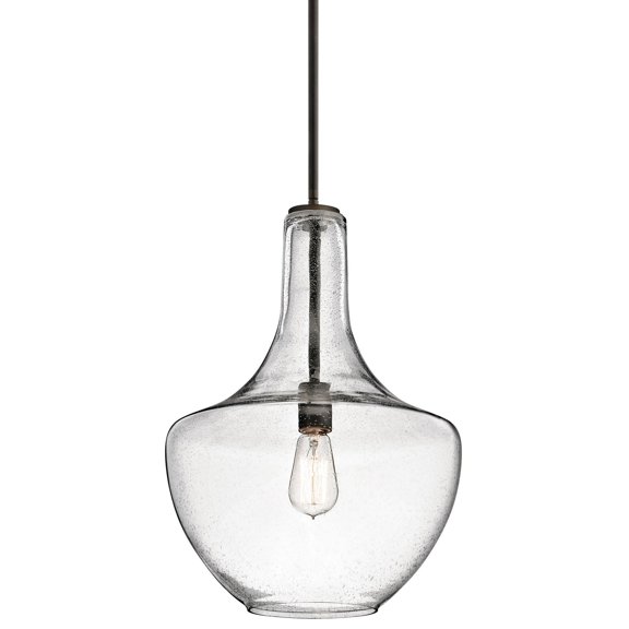 42046OZCS Kichler Lighting Everly - 1-Light Large Pendant with Transitional Style 19.75 Inches Tall by 13.75 Inches Wide-Olde Bronze Finish-Clear