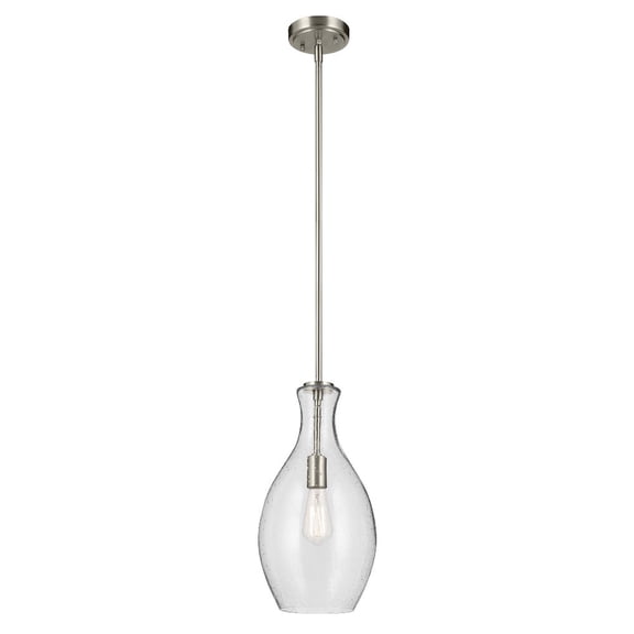 42047NICS Kichler Lighting Everly - 1 Light Pendant-17.75 Inches Tall and 9 Inches Wide-Brushed Nickel Finish-Clear Seeded Glass Color