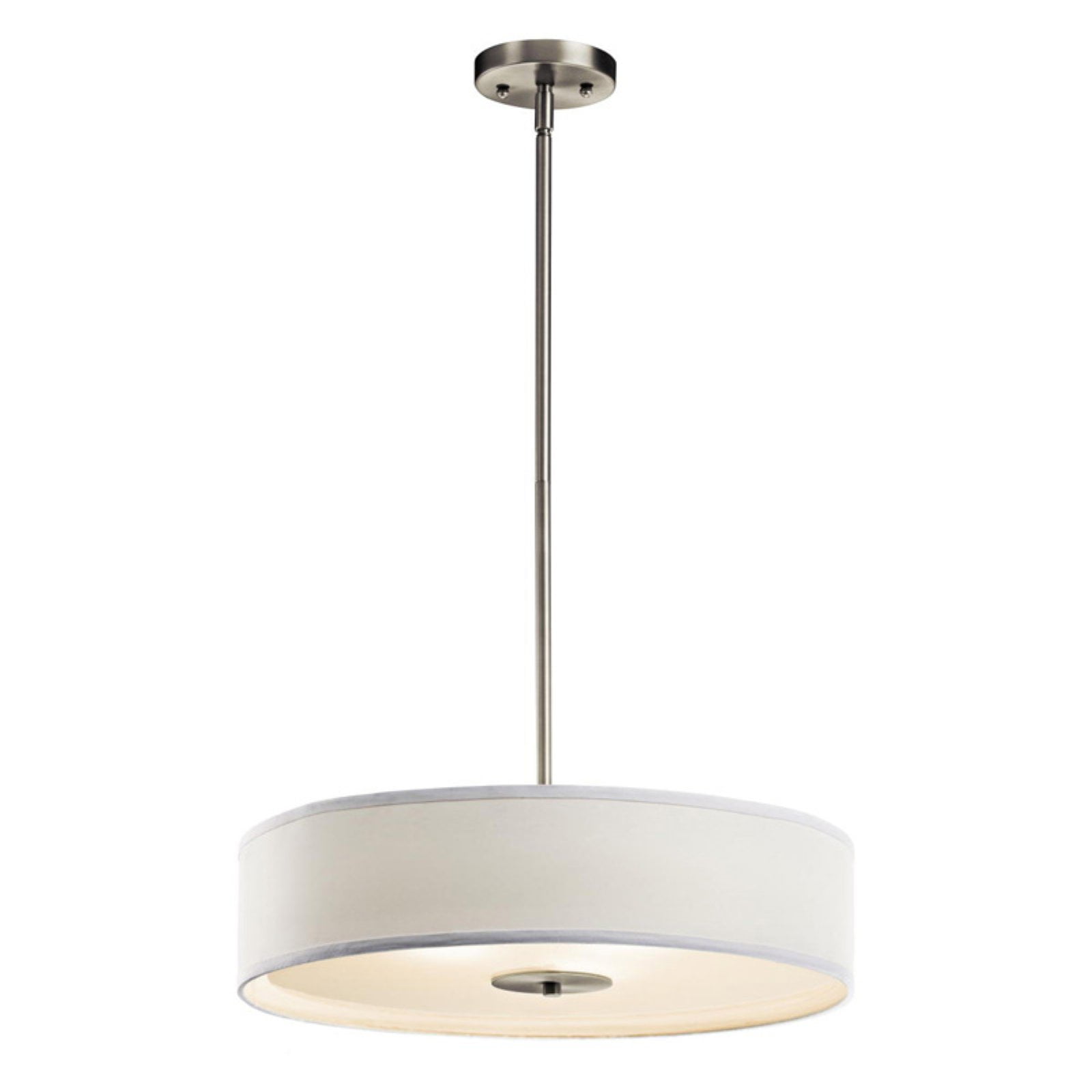 24" Brushed Nickel Drum Ceiling Light with White Shade