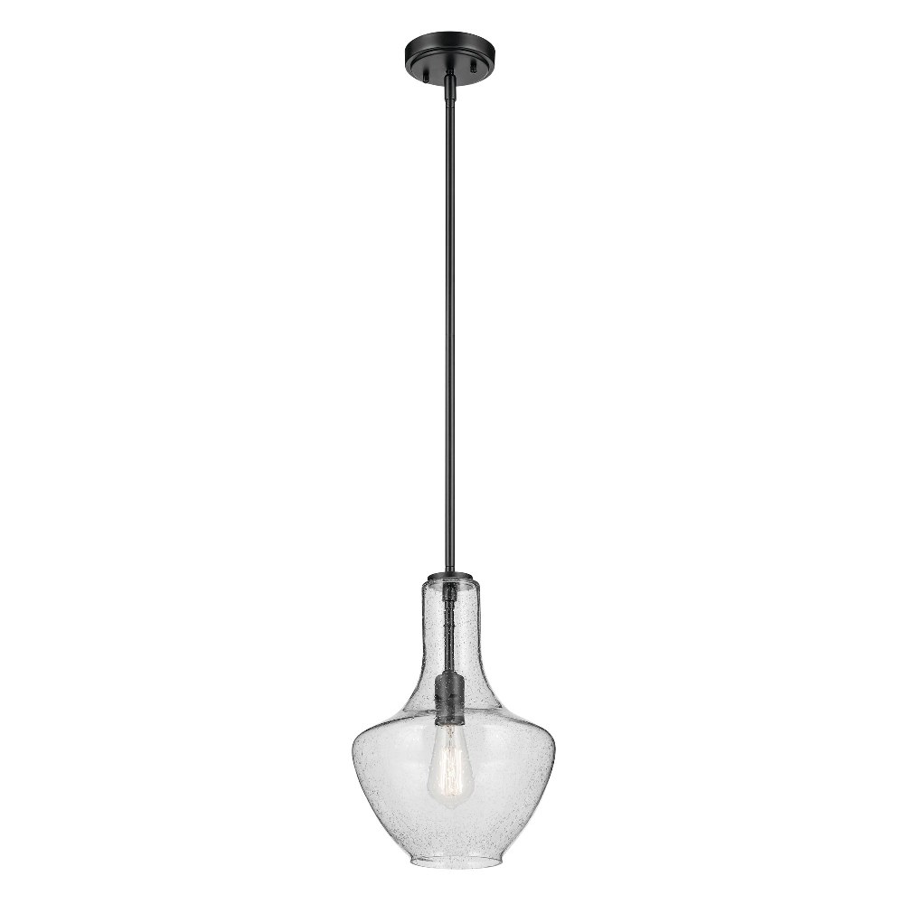 42141BKCS-Kichler Lighting-Everly - 1-Light Medium Pendant with Transitional Style 15.25 Inches Tall by 10.5 Inches Wide-Black Finish-Clear Seeded