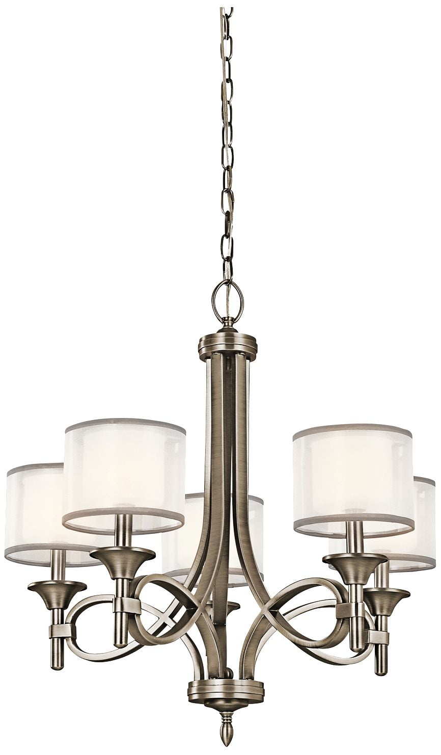 Antique Pewter 5-Light Chandelier with Satin Etched Glass