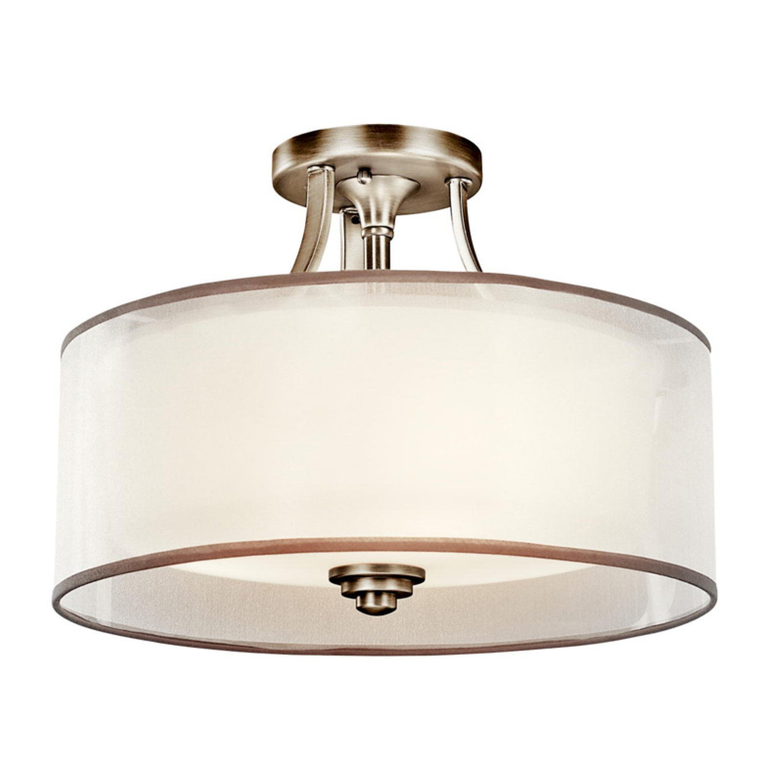 Antique Pewter 15" Drum Semi-Flush Ceiling Light