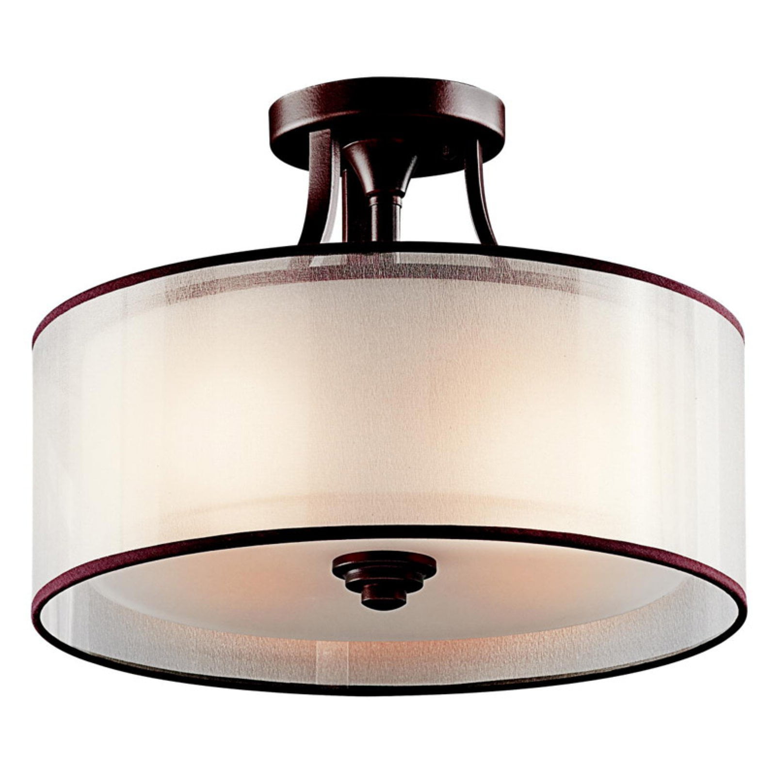 Lacey 15" Bronze and White Drum Semi-Flush Mount Light