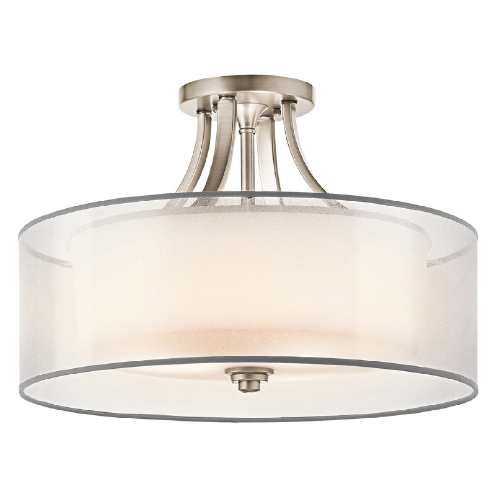 Antique Pewter 20" Drum Ceiling Light with White Glass Shade