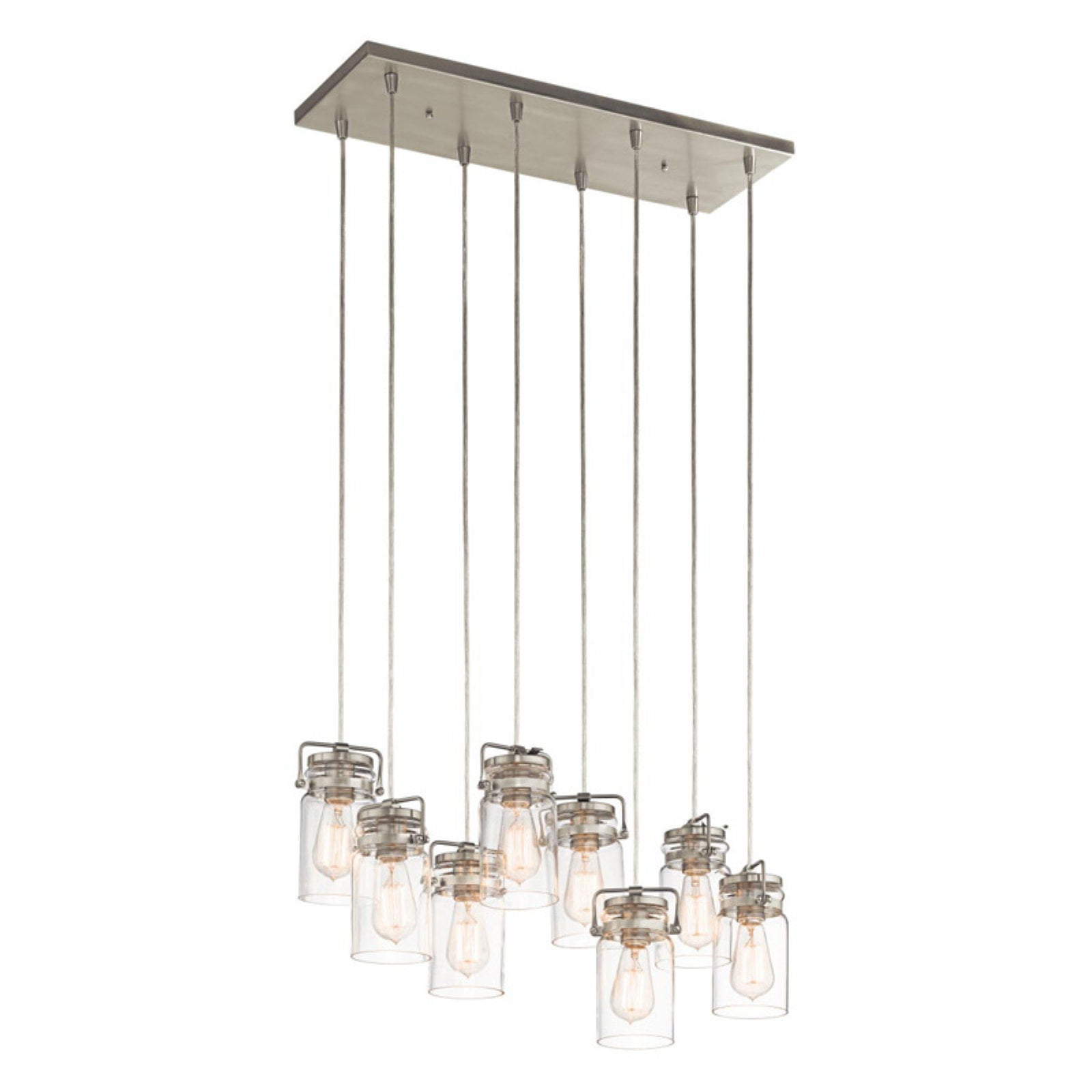Brinley 25.5" 8-Light Brushed Nickel Linear Chandelier