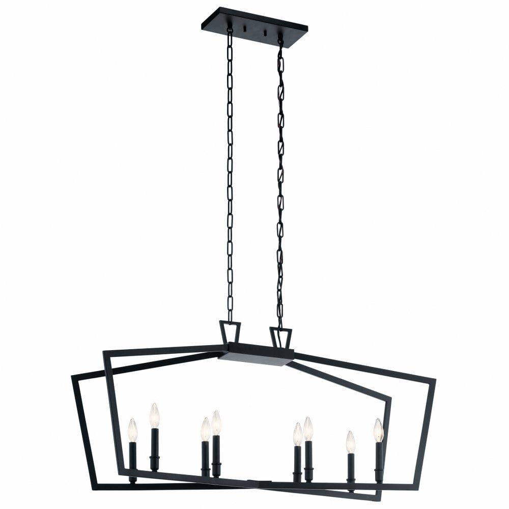 Modern Black Steel Cage 42" Ceiling Chandelier
