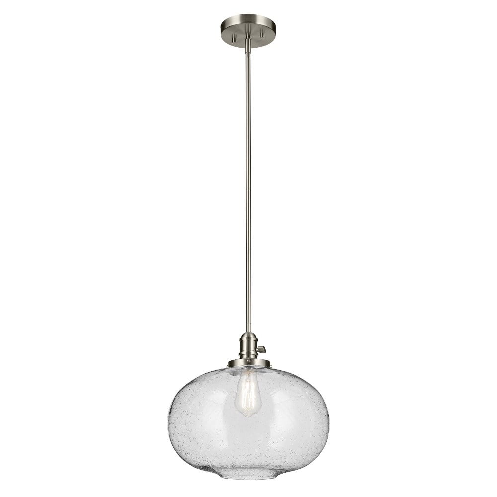 Avery Brushed Nickel Globe Pendant with Clear Glass Shade