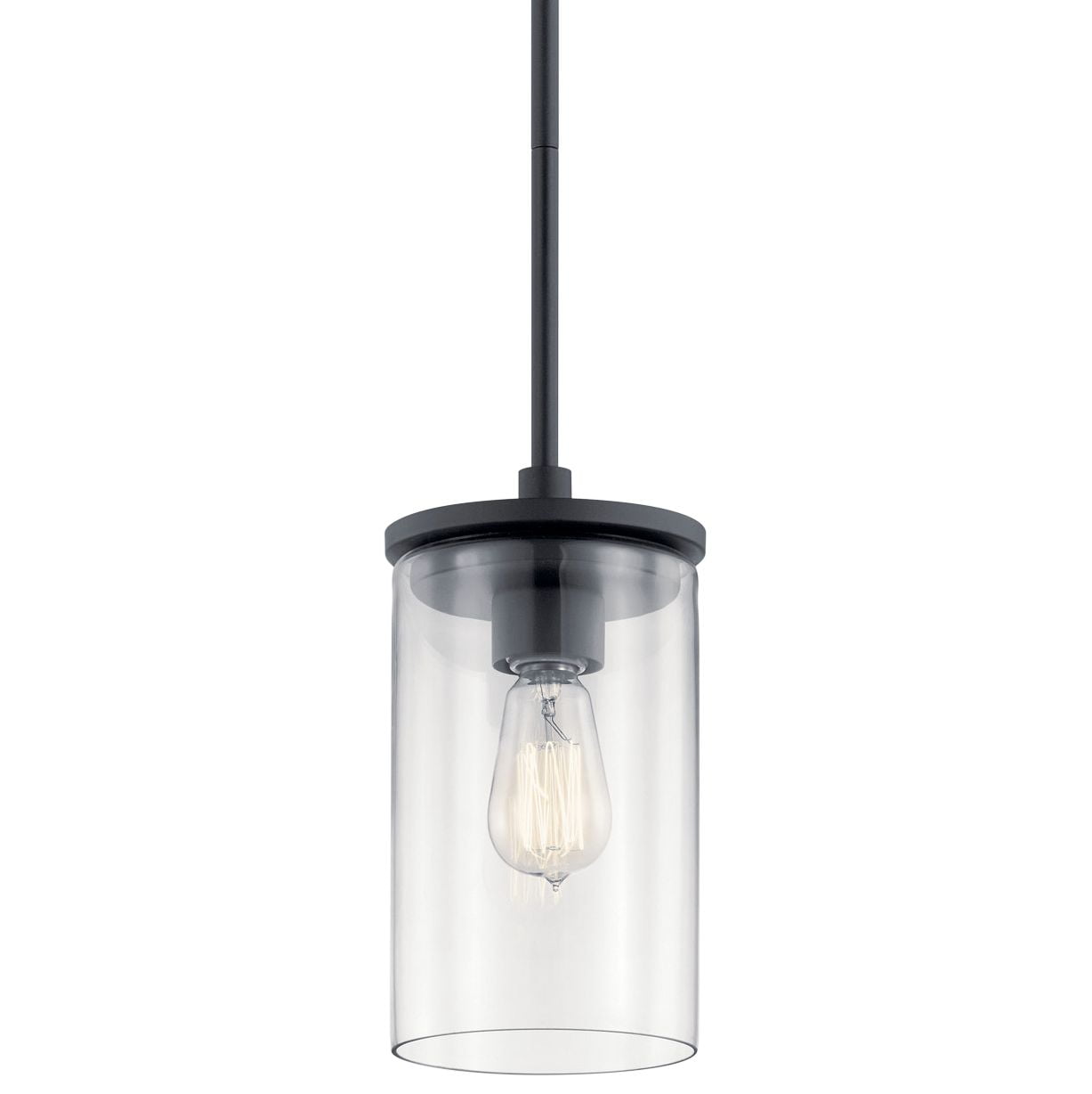 Crosby Minimalist Black Steel Mini Pendant with Clear Glass Shade