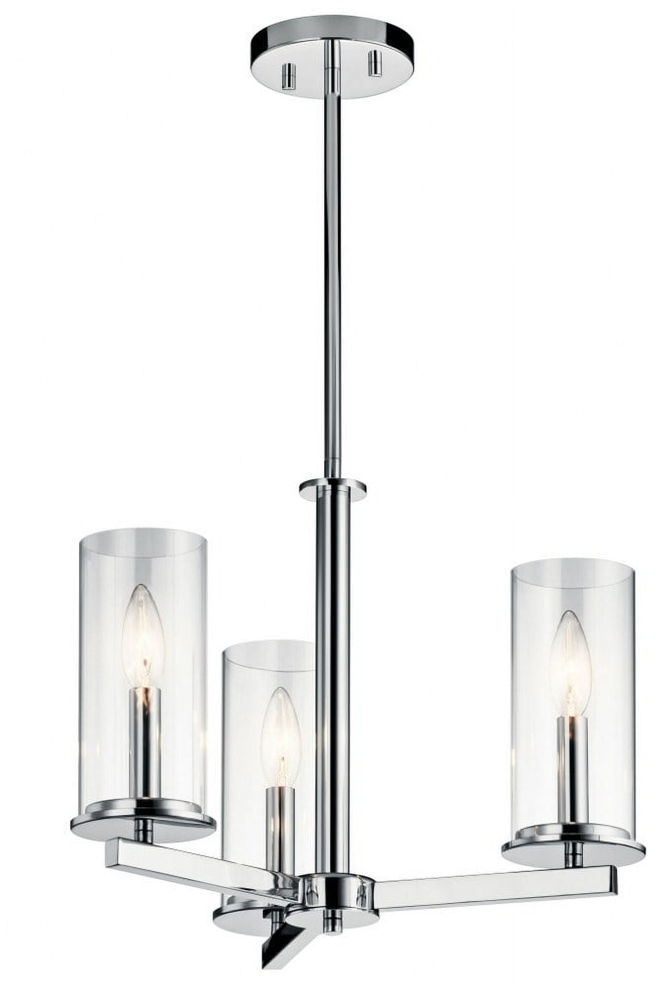 Crosby Mini 3-Light Chrome Black Convertible Chandelier/Semi Flush