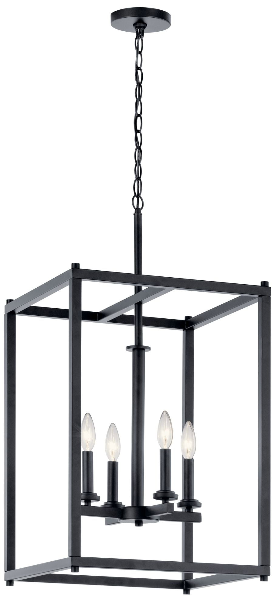 Crosby 16" Black Steel 4-Light Foyer Pendant