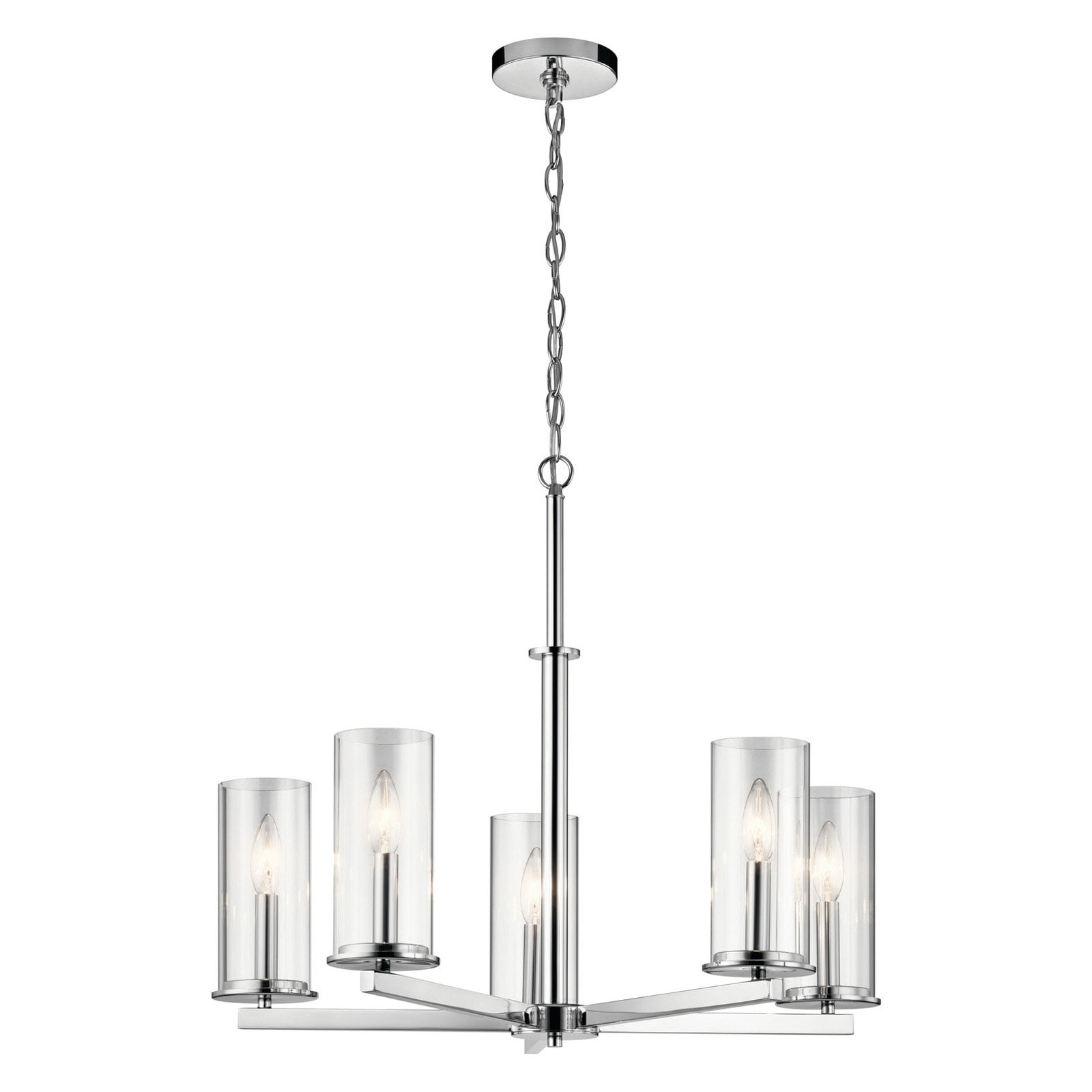 Chrome 5-Light Candle Chandelier with Clear Glass Shades