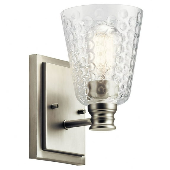 Nadine 9.25" Clear Thumbprint Wall Sconce in Brushed Nickel