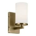 thumbnail image 1 of KICHLER Crosby 1-Light Natural Brass Bathroom Indoor Wall Sconce Light with Satin Etched Cased Opal Glass Shade, 1 of 5